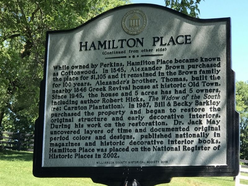Hamilton Place Marker (side B) image. Click for full size.