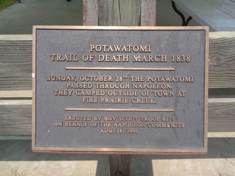 Potawatomi Trail of Death March Marker image. Click for full size.
