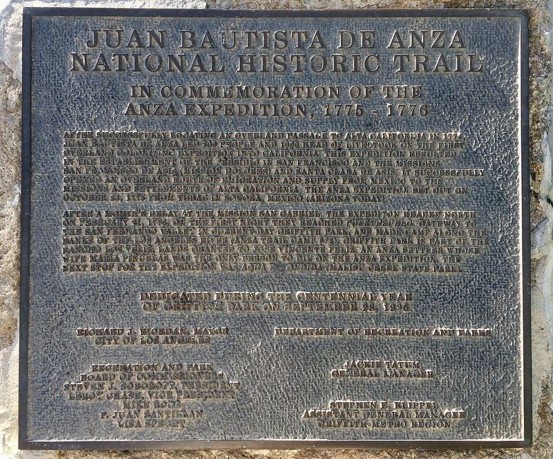 De Anza Trail Marker. Click for full size. De Anza Trail Marker image. Click for full size.