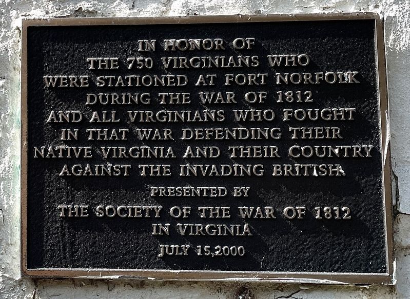 Fort Norfolk Veterans of the War of 1812 Memorial image. Click for full size.