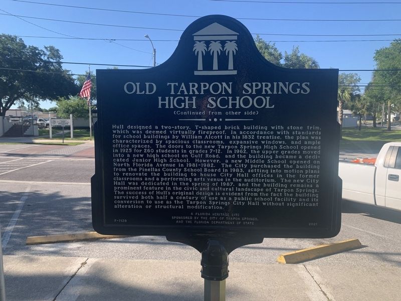 Old Tarpon Springs High School Marker Side 2 image. Click for full size.