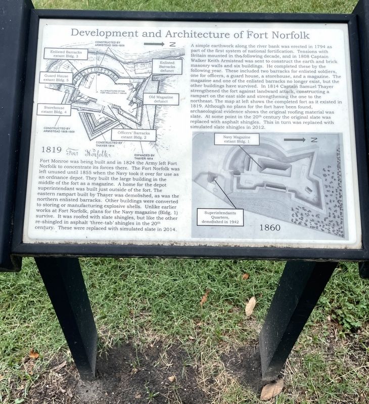 Development and Architecture of Fort Norfolk Marker image. Click for full size.