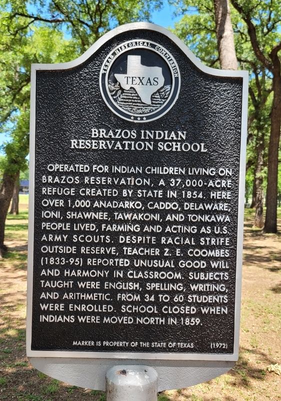 Brazos Indian Reservation School Marker image. Click for full size.