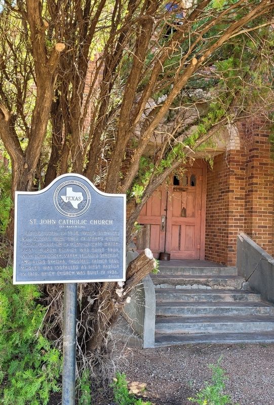 The front entrance to the St. John Catholic Church and Marker image. Click for full size.
