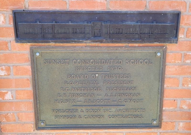 Sunset Consolidated School Plaque image. Click for full size.