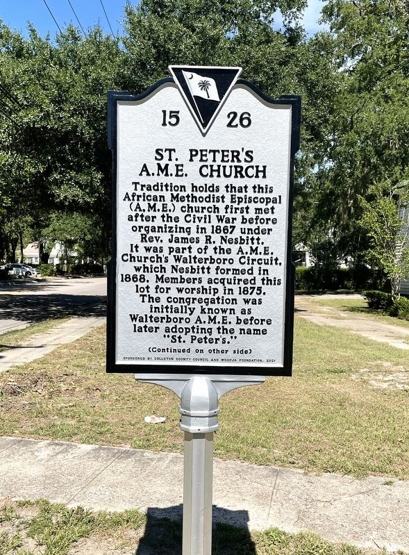 St. Peter’s A.M.E. Church Marker (Side 1) image. Click for full size.