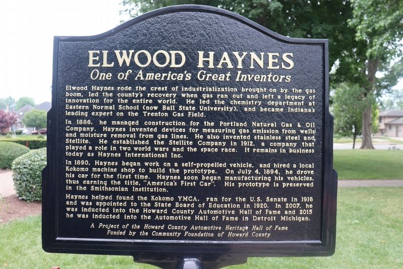 Elwood Haynes Marker image. Click for full size.