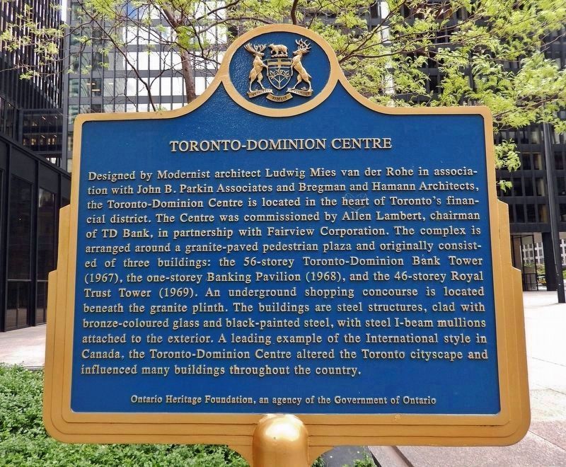Toronto-Dominion Centre Marker<br>(<i>north side • English</i>) image. Click for full size.