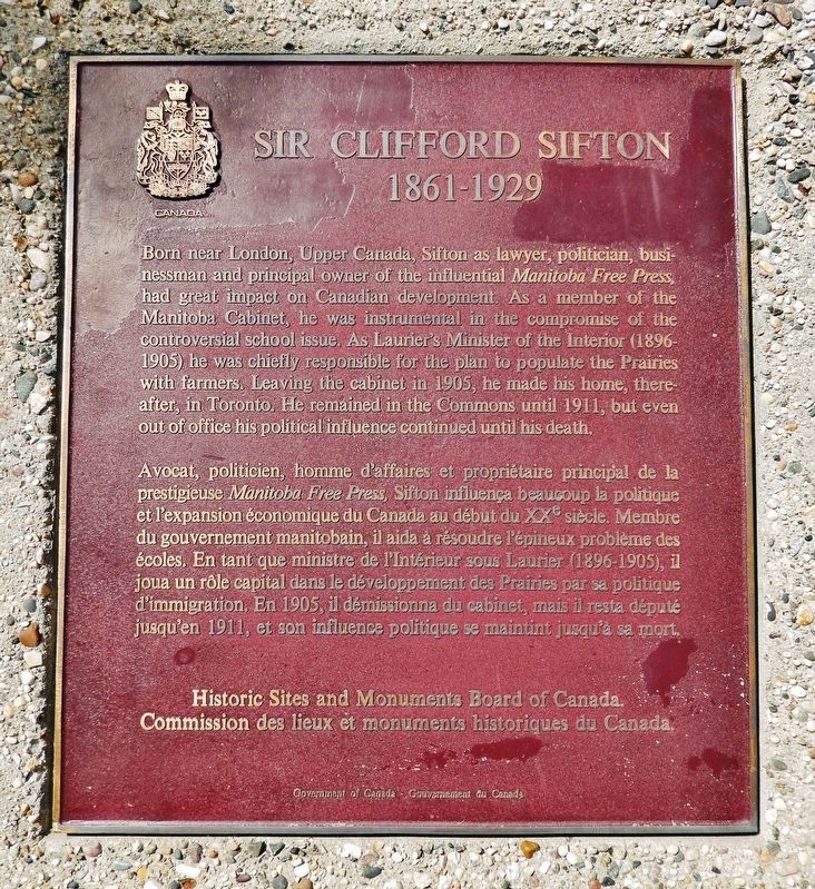 Sir Clifford Sifton Marker image. Click for full size.
