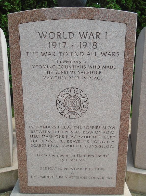 World War I Memorial Dedication. Click for full size. World War I Memorial Dedication image. Click for full size.