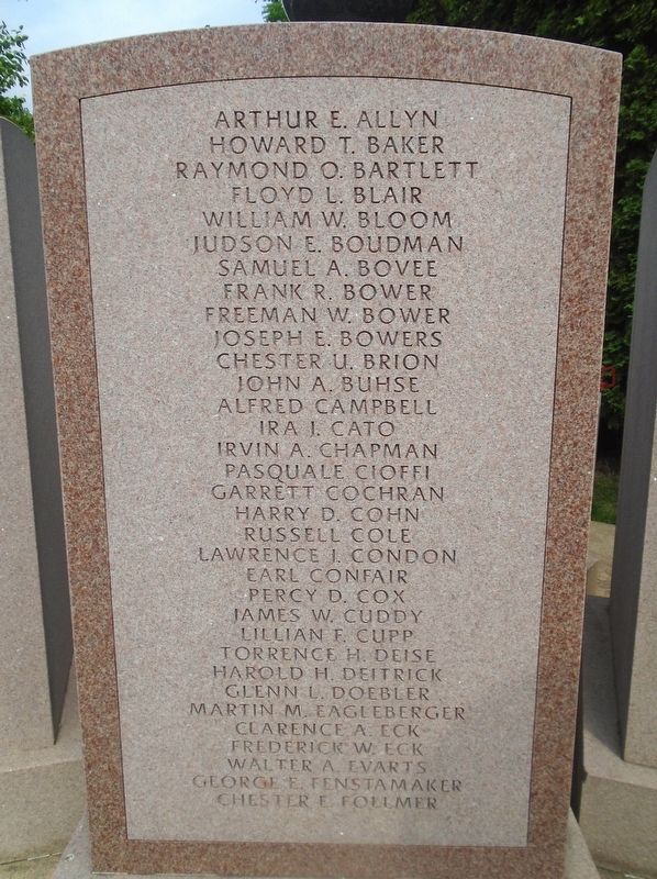 World War I Memorial Honor Roll. Click for full size. World War I Memorial Honor Roll image. Click for full size.