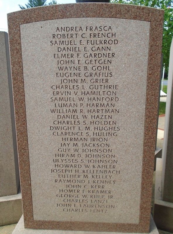 World War I Memorial Honor Roll. Click for full size. World War I Memorial Honor Roll image. Click for full size.