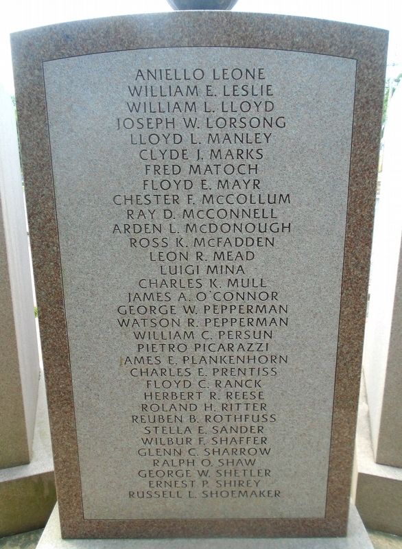 World War I Memorial Honor Roll. Click for full size. World War I Memorial Honor Roll image. Click for full size.