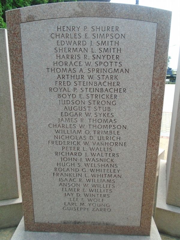 World War I Memorial Honor Roll. Click for full size. World War I Memorial Honor Roll image. Click for full size.