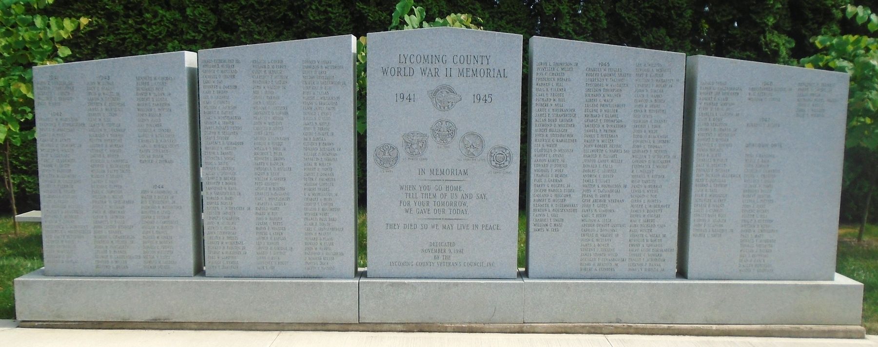 Lycoming County World War II Memorial image. Click for full size.