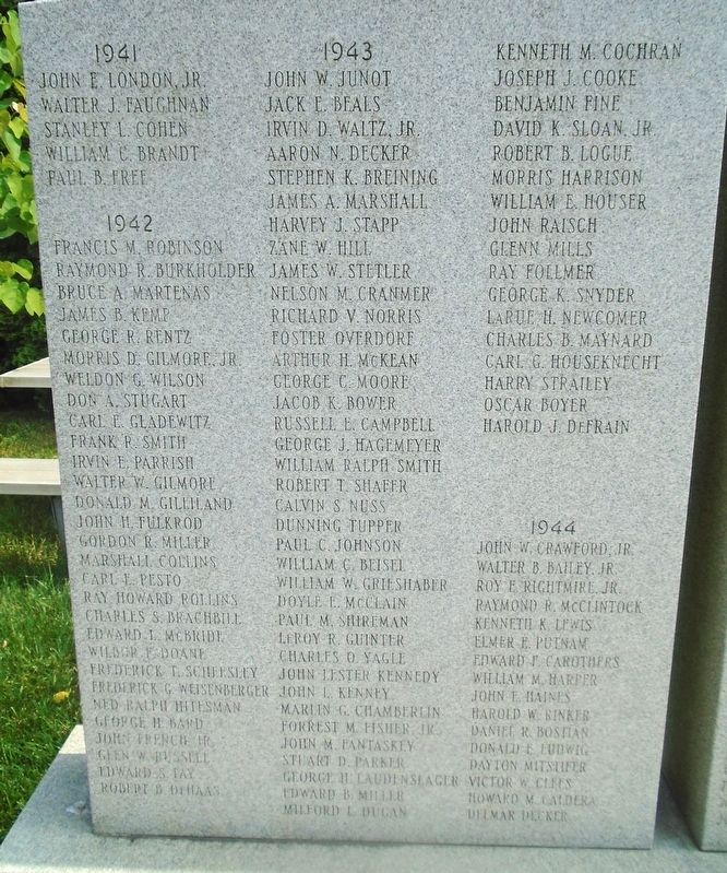 Lycoming County World War II Memorial Honored Dead. Click for full size. Lycoming County World War II Memorial Honored Dead image. Click for full size.