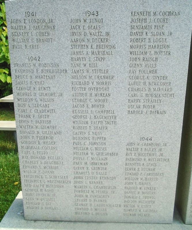 Lycoming County World War II Memorial Honored Dead image. Click for full size.