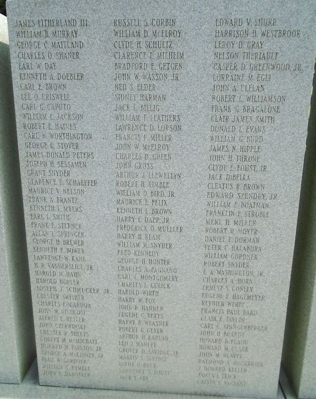 Lycoming County World War II Memorial Honored Dead. Click for full size. Lycoming County World War II Memorial Honored Dead image. Click for full size.