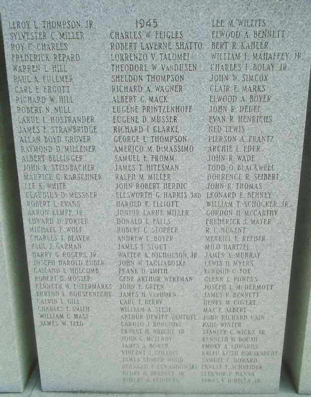 Lycoming County World War II Memorial Honored Dead. Click for full size. Lycoming County World War II Memorial Honored Dead image. Click for full size.