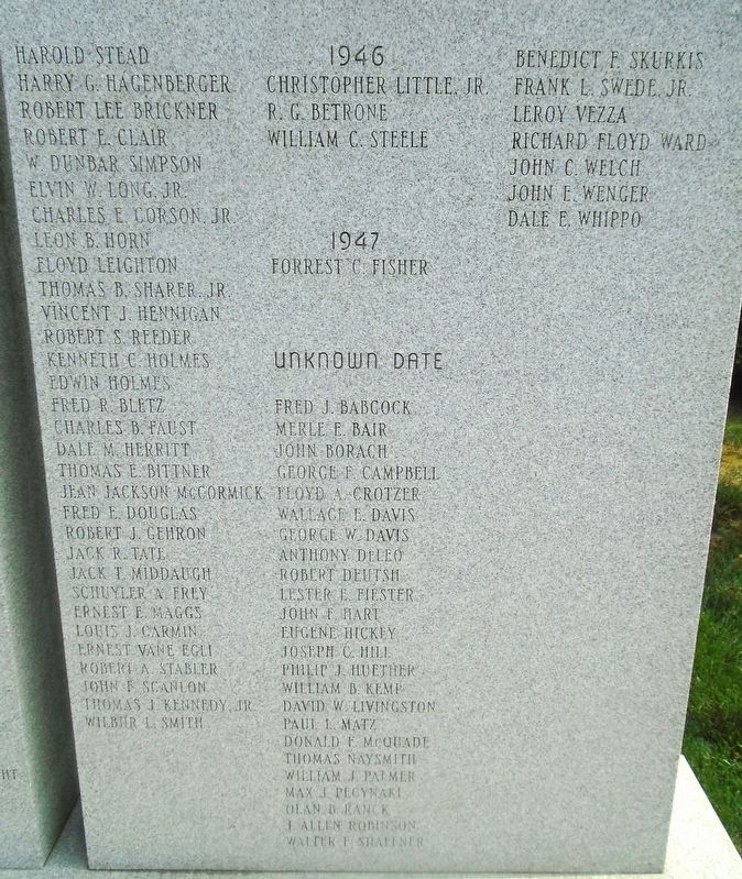 Lycoming County World War II Memorial Honored Dead image. Click for full size.