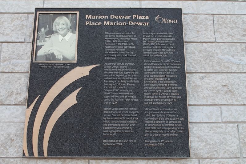 Marion Dewar Plaza Marker image. Click for full size.