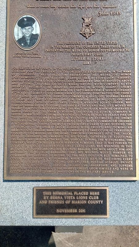 Luther H.Story Marker. Click for full size. Luther H.Story Marker image. Click for full size.