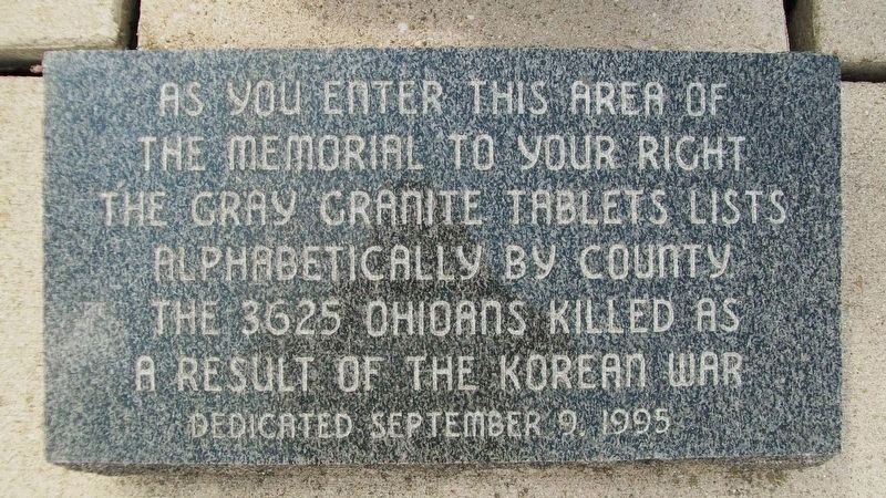 State of Ohio Korean War Memorial Listing. Click for full size. State of Ohio Korean War Memorial Listing image. Click for full size.