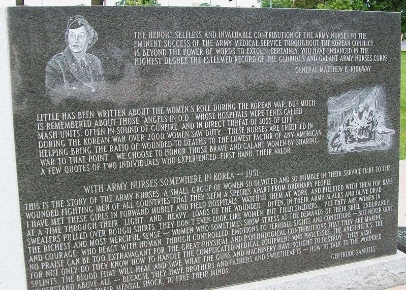 State of Ohio Korean War Memorial Nurses. Click for full size. State of Ohio Korean War Memorial Nurses image. Click for full size.