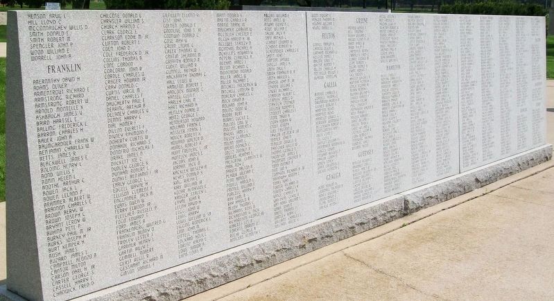 State of Ohio Korean War Memorial Honor Roll. Click for full size. State of Ohio Korean War Memorial Honor Roll image. Click for full size.