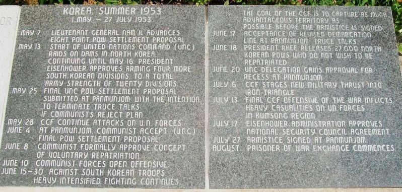State of Ohio Korean War Memorial Chronology image. Click for full size.
