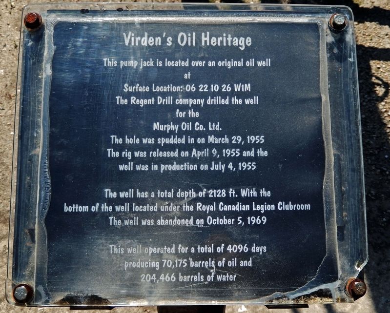 Virden's Oil Heritage Marker. Click for full size. Virden's Oil Heritage Marker image. Click for full size.