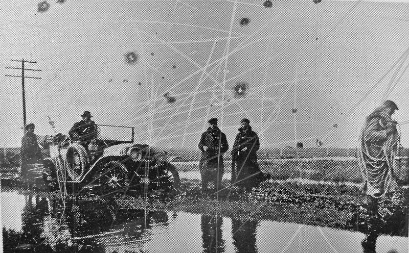 Marker detail: Present-day P.T.H. 2, near Souris, 1922<br>L'actuelle R.P.G.C. n° 2, Souris, 1922. Click for full size. Marker detail: Present-day P.T.H. 2, near Souris, 1922<br>L'actuelle R.P.G.C. n° 2, Souris, 1922 image. Click for full size.