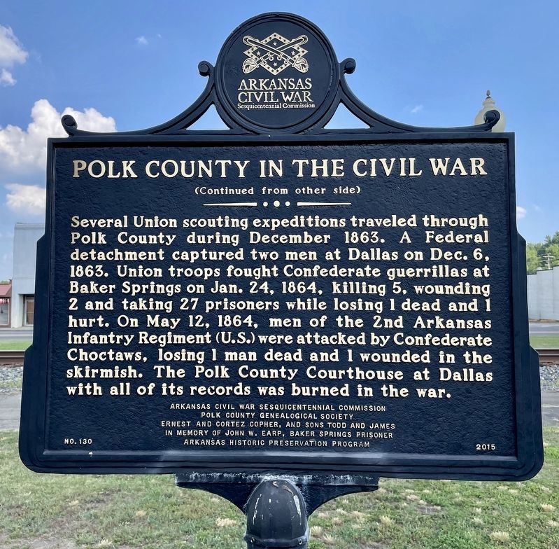 Polk County in the Civil War Marker (reverse) image. Click for full size.