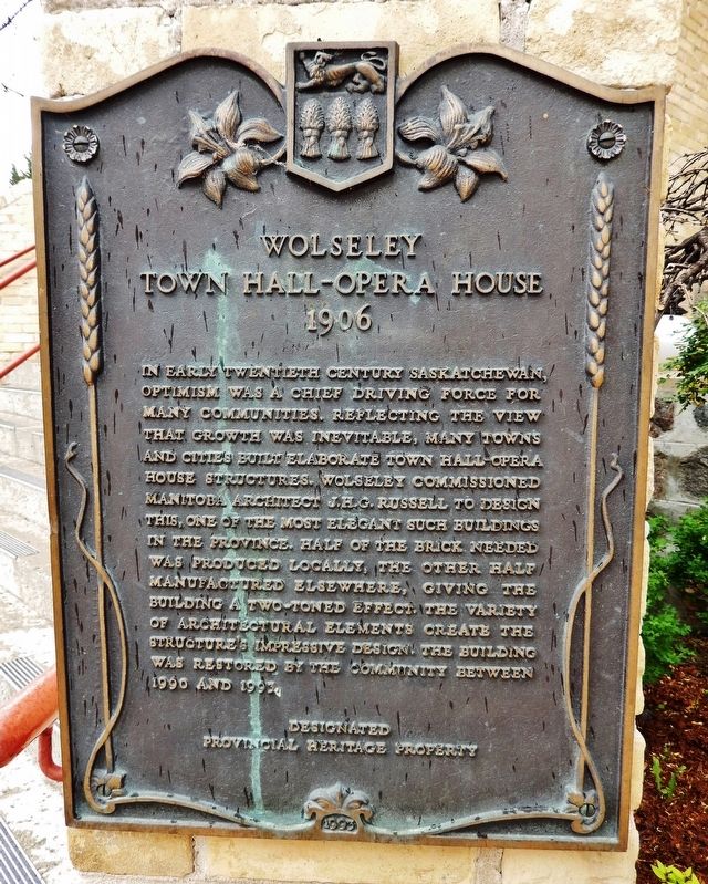 Wolseley Town Hall-Opera House Marker image. Click for full size.