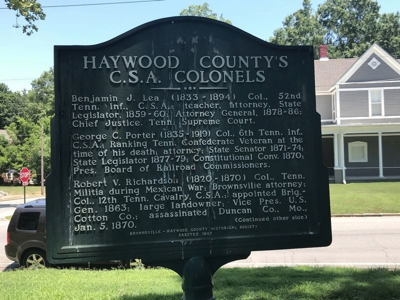 Haywood County's C.S.A. Colonels Marker (side B) image. Click for full size.
