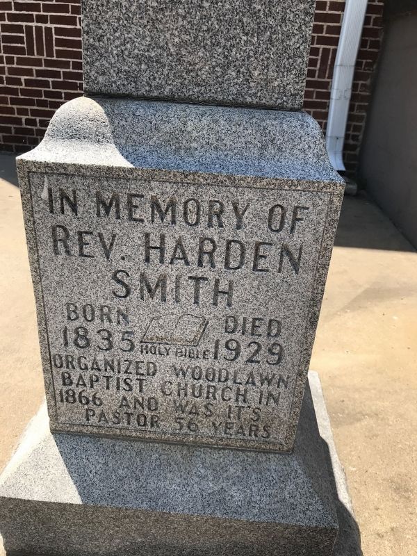 In Memory of Rev. Harden Smith Marker closeup image. Click for full size.