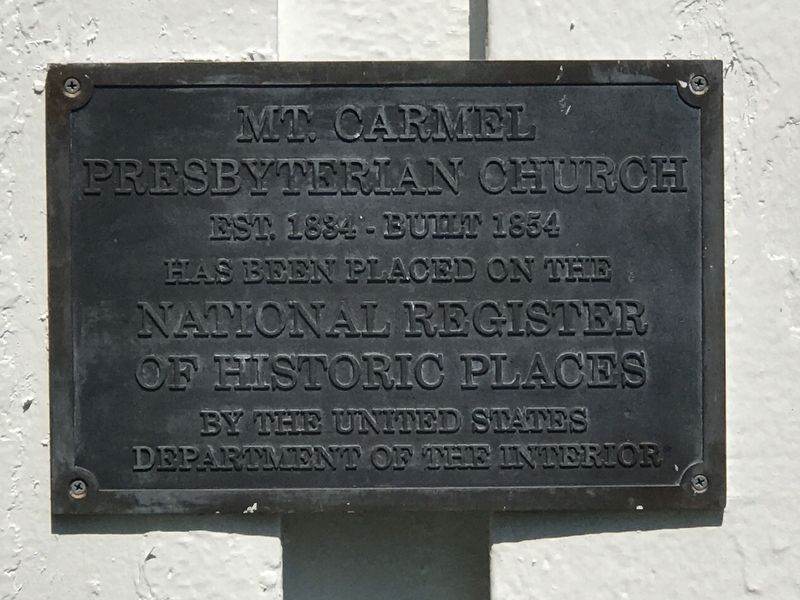 Mt. Carmel Presbyterian Church Marker image. Click for full size.
