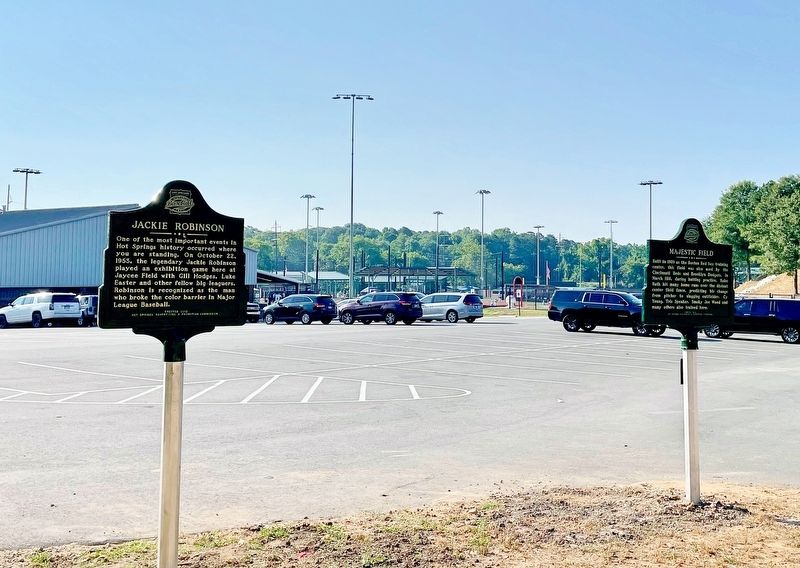 Jackie Robinson Marker (on left) looking towards Jaycee Park ballfields. image. Click for full size.