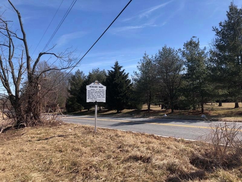 Nicholson’s Manor Marker facing northeast on Butler Road.. Click for full size. Nicholson’s Manor Marker facing northeast on Butler Road. image. Click for full size.