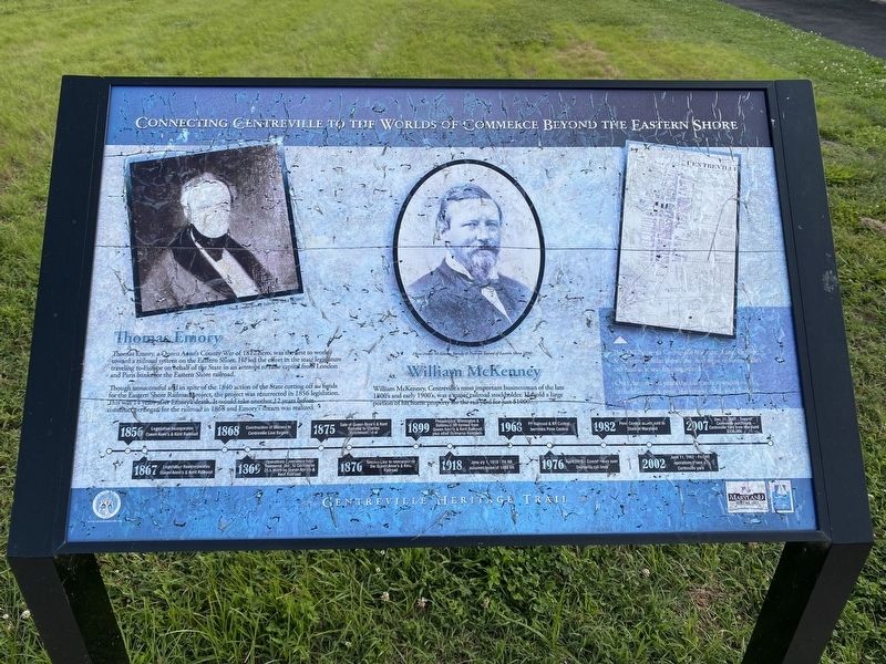 Connecting Centreville to the Worlds of Commerce Beyond the Eastern Shore Marker. Click for full size. Connecting Centreville to the Worlds of Commerce Beyond the Eastern Shore Marker image. Click for full size.