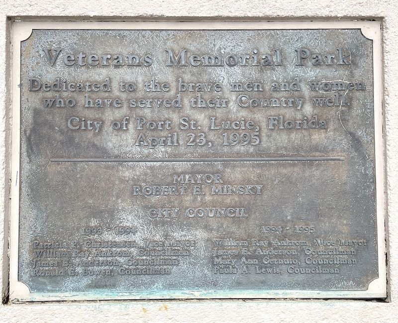 Veterans Memorial Park Marker. Click for full size. Veterans Memorial Park Marker image. Click for full size.