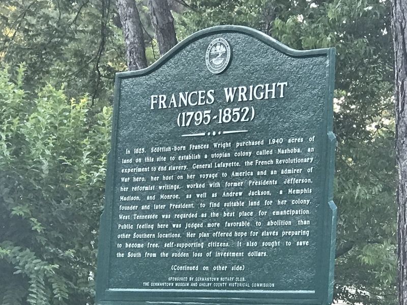 Frances Wright Marker (side A) image. Click for full size.