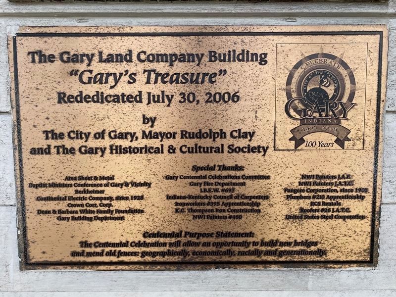 Gary Land Company Building Rededicated 2006. Click for full size. Gary Land Company Building Rededicated 2006 image. Click for full size.