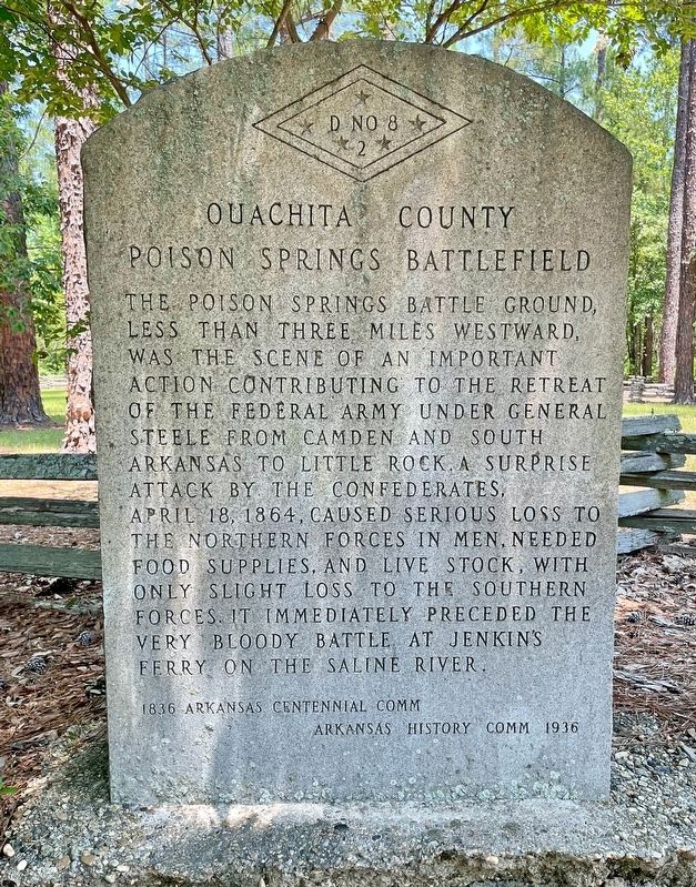 Ouachita County Poison Springs Battlefield Marker image. Click for full size.