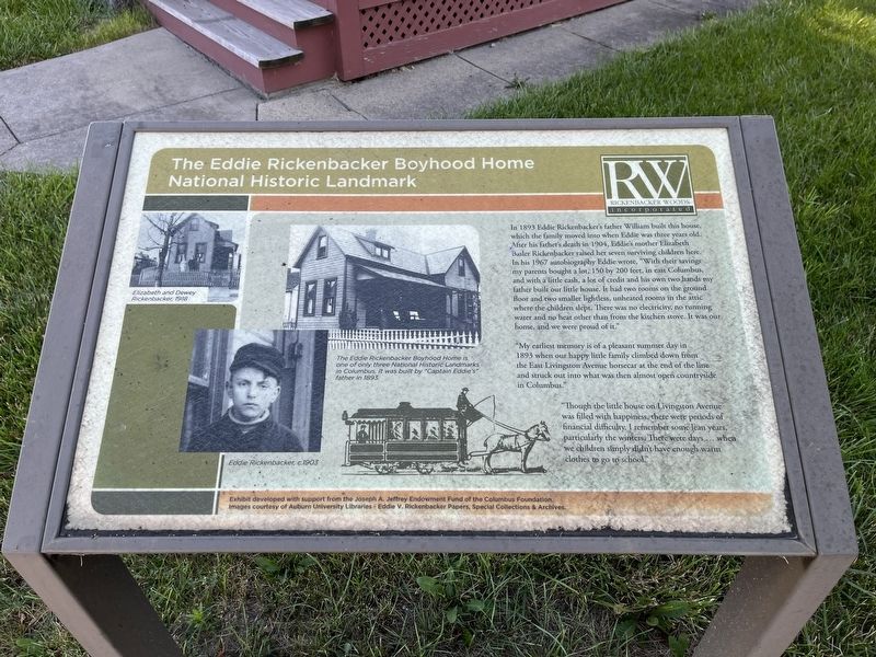The Eddie Rickenbacker Boyhood Home National Historic Landmark Marker image. Click for full size.