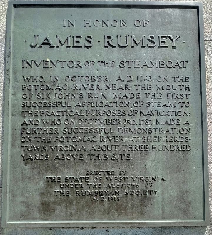 In Honor of James Rumsey Marker image. Click for full size.