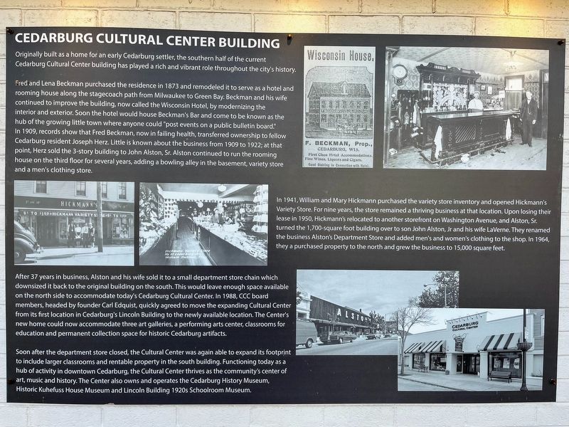 Cedarburg Cultural Center Building Marker. Click for full size. Cedarburg Cultural Center Building Marker image. Click for full size.