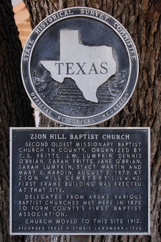 Zion Hill Baptist Church Marker image. Click for full size.