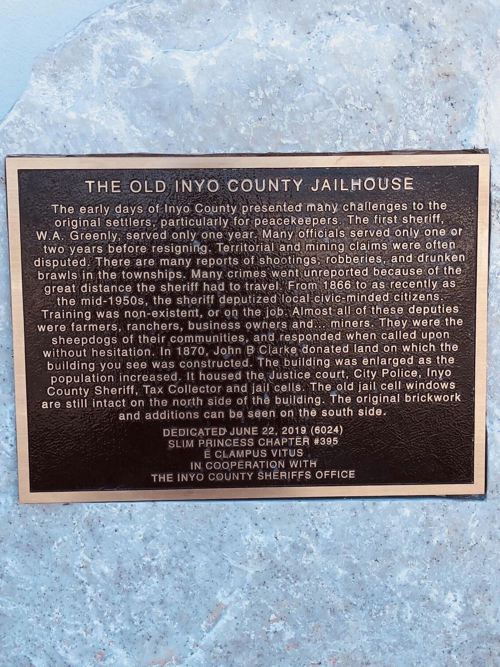 The Old Inyo County Jailhouse Marker