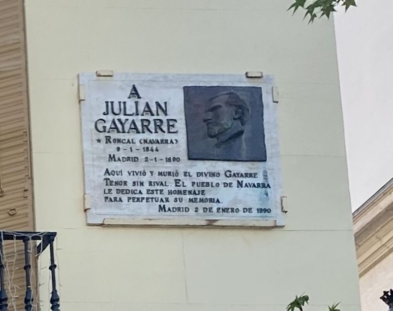 Julian Gayarre Marker. Click for full size. Julian Gayarre Marker image. Click for full size.